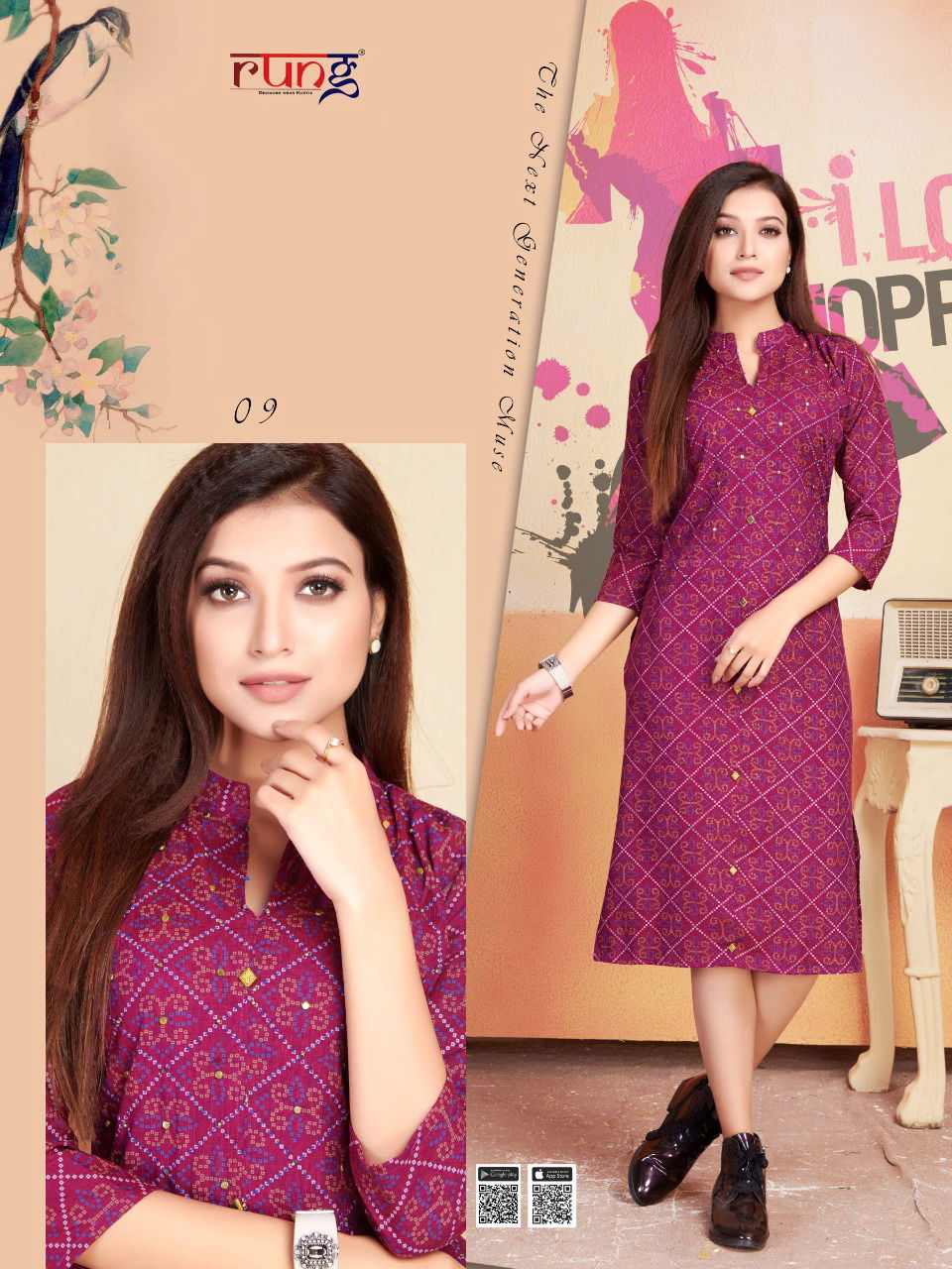 Rung Blend Latest Designer Printed Casual Wear Kurtis Collection 