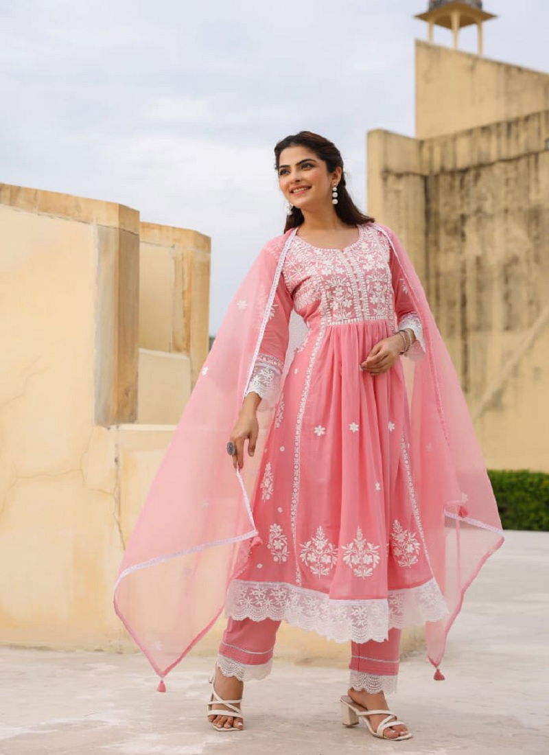Tanyaa P 116 Lucknowi Cotton Kurti Bottom With Dupatta Exporters In India
