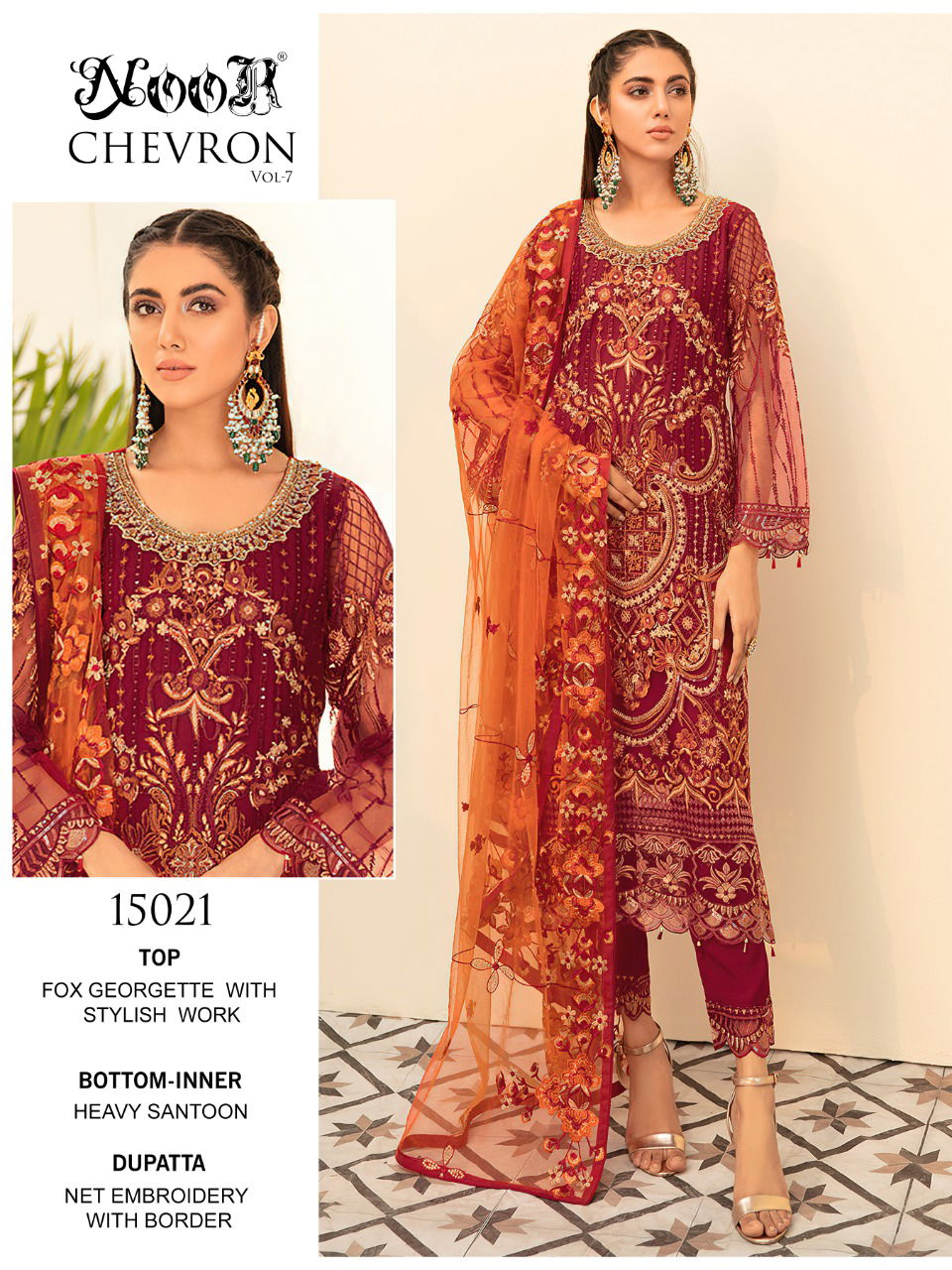 Noor Chevron 7 Heavy Festive Wear Georgette Embroidery Pakistani Salwar Kameez Collection