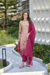 Tew Tissue With Floral Printed Embroidery Kurti With Bottom Dupatta Wholesalers In Delhi