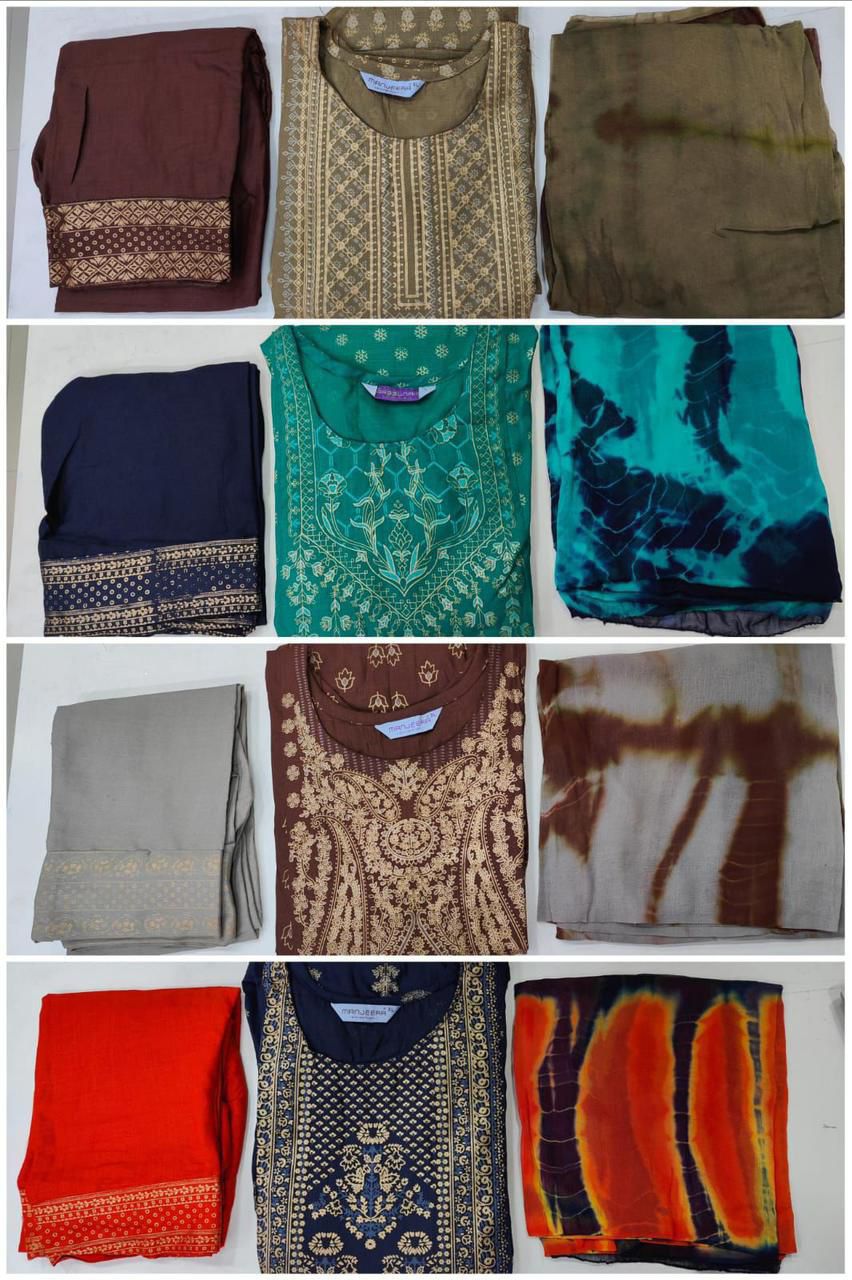 Kanchuki By Fvd Naira Two Tone Slub Gold Print Kurti With Bottom Dupatta Wholesale Online