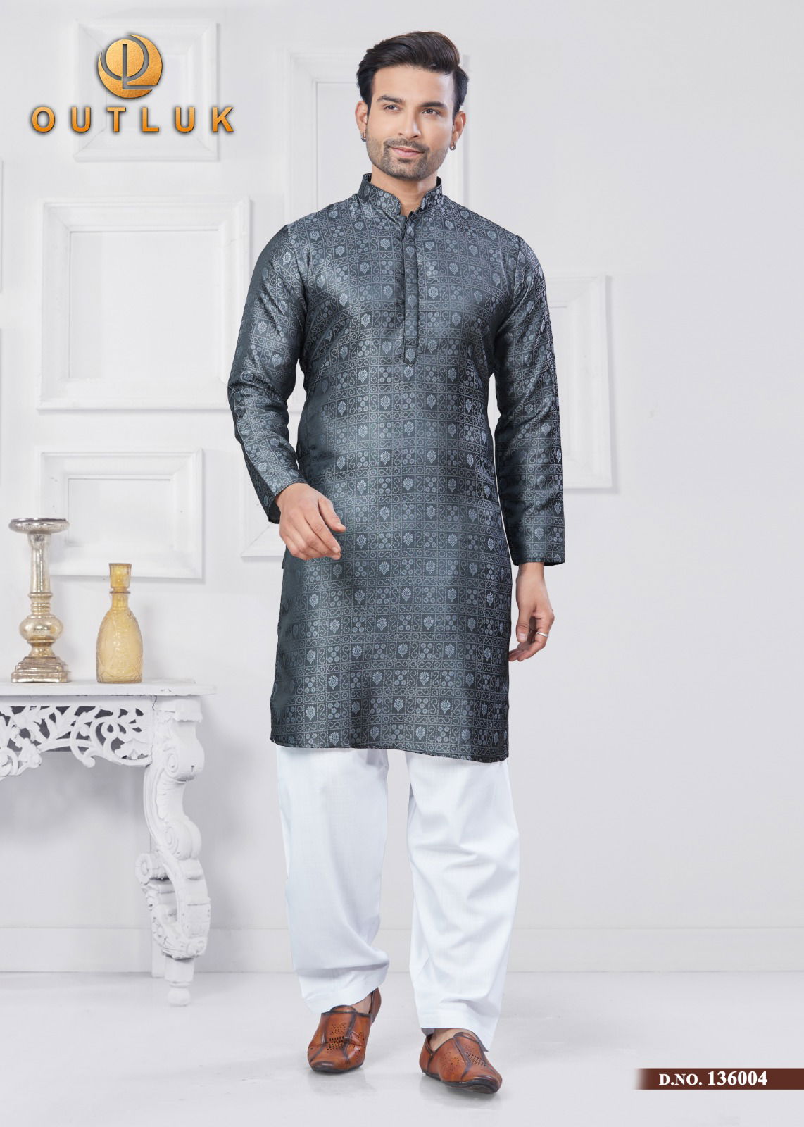 Outluk Vol 136 Jcaquard Silk Mens Wholesale Kurta Pajama Maunfacturers
