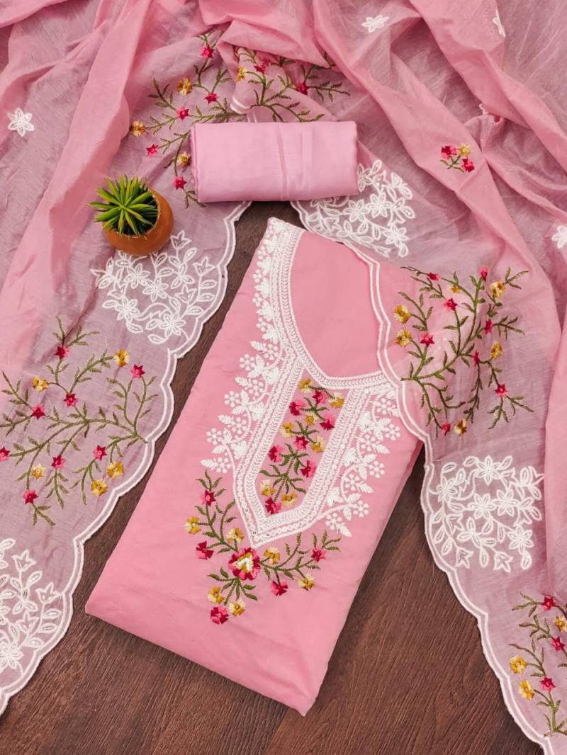 Color Set 9061 Chanderi Cotton Fancy Dress Material Exporters In India