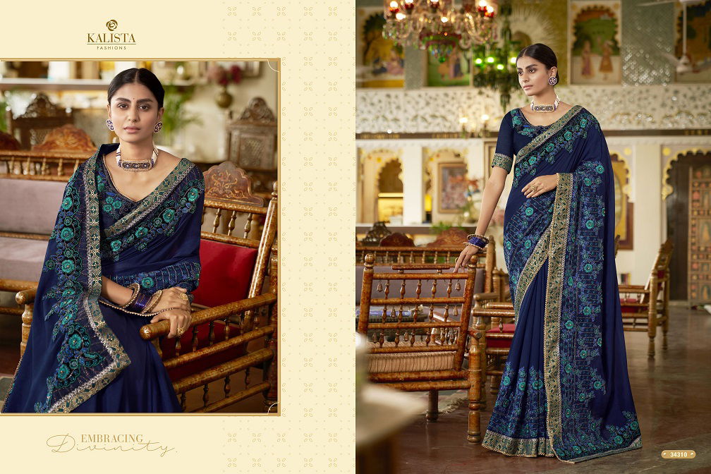 Kalista Sana Gold Edition Wedding Wear Heavy Embroidery Designer Sarees Collection
