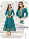 Radhika By Blue Hills Rayon Foil Printed Anarkali Kurtis Wholesalers In Surat

