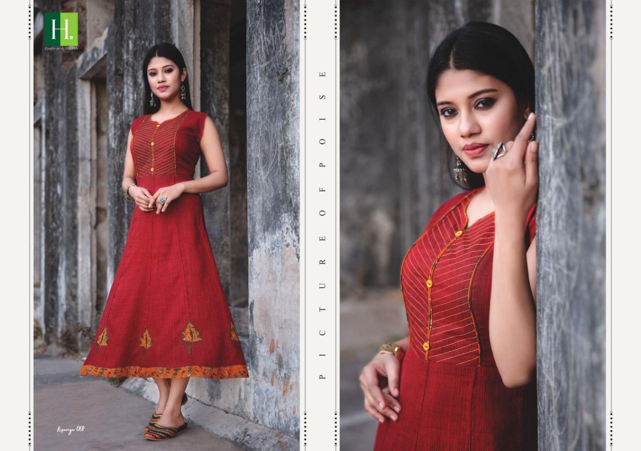 Hirwa Kesariya 3 Latest Designer Stylish heavy Rayon Embroidery Work Kurti Collection 
