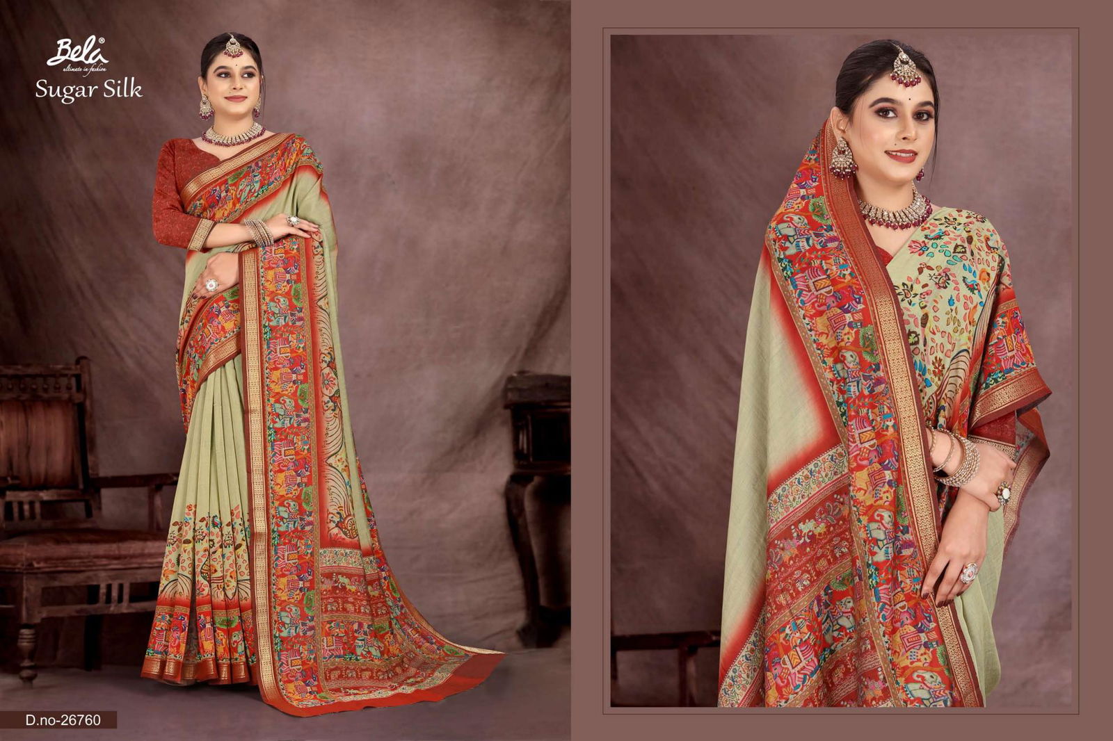 Sugar Silk By Bela Fashion Viscose Digital Printed Saree Exporters In India