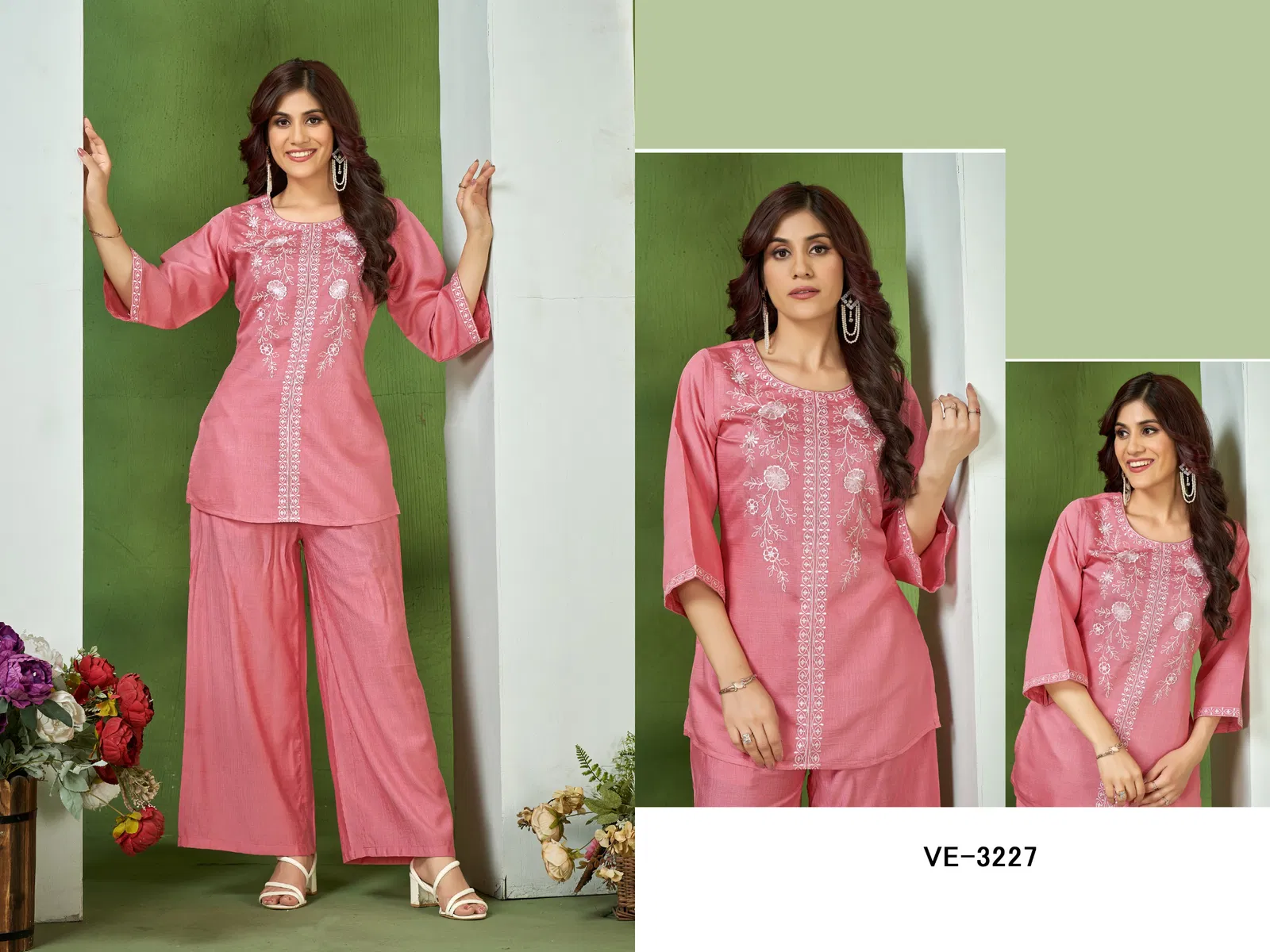 Ladies Flavour 3226 And 3227 Vatican Embroidery Top With Bottom Orders In India