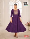 Golden Duck By Blue Hills Rayon Foil Printed Anarkali Gown Suppliers In India