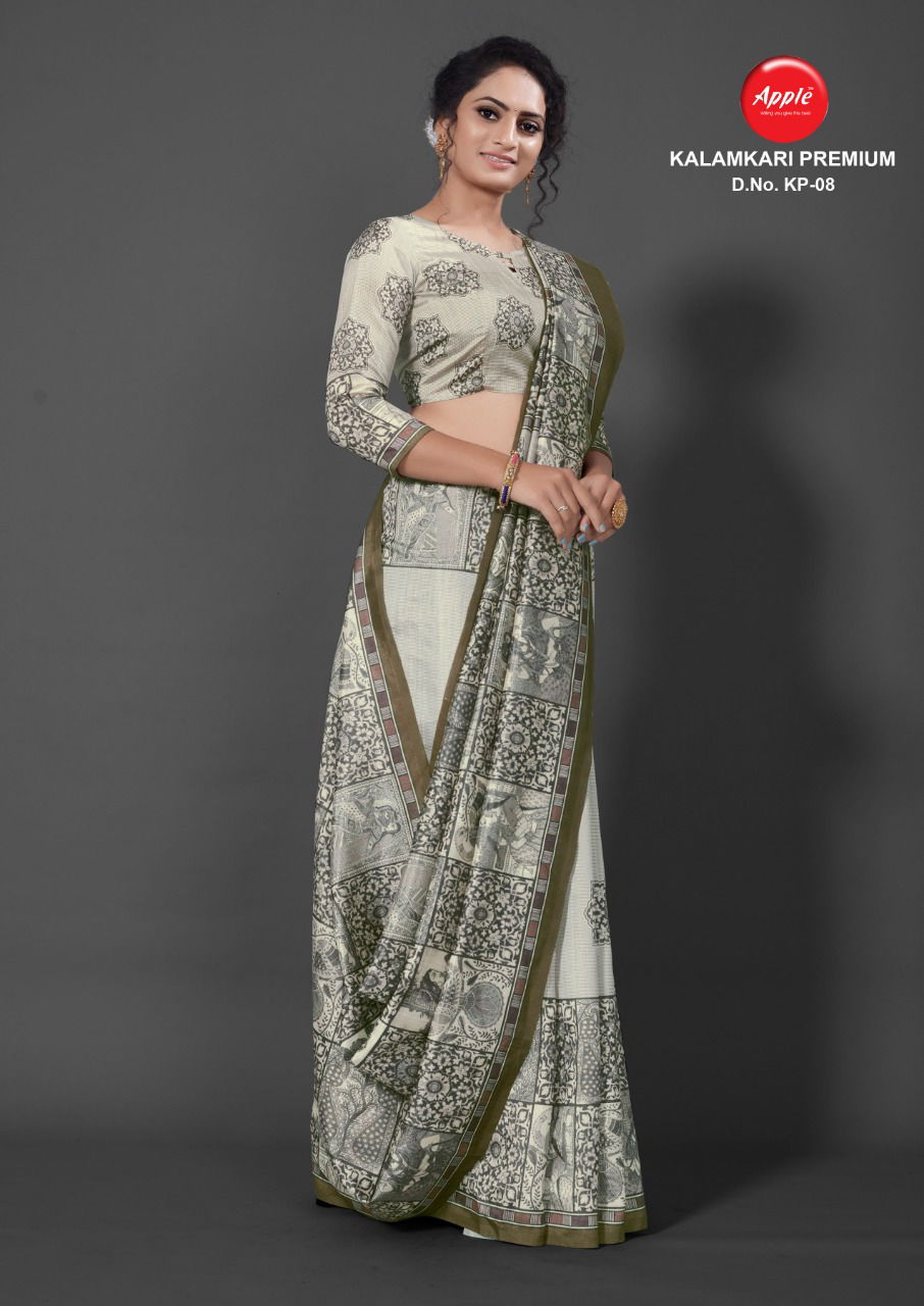 APPLE KALAMKARI PREMIUM KP-01 Fancy Festive Wear Digital Printed Bhagalpuri Silk Saree Collection