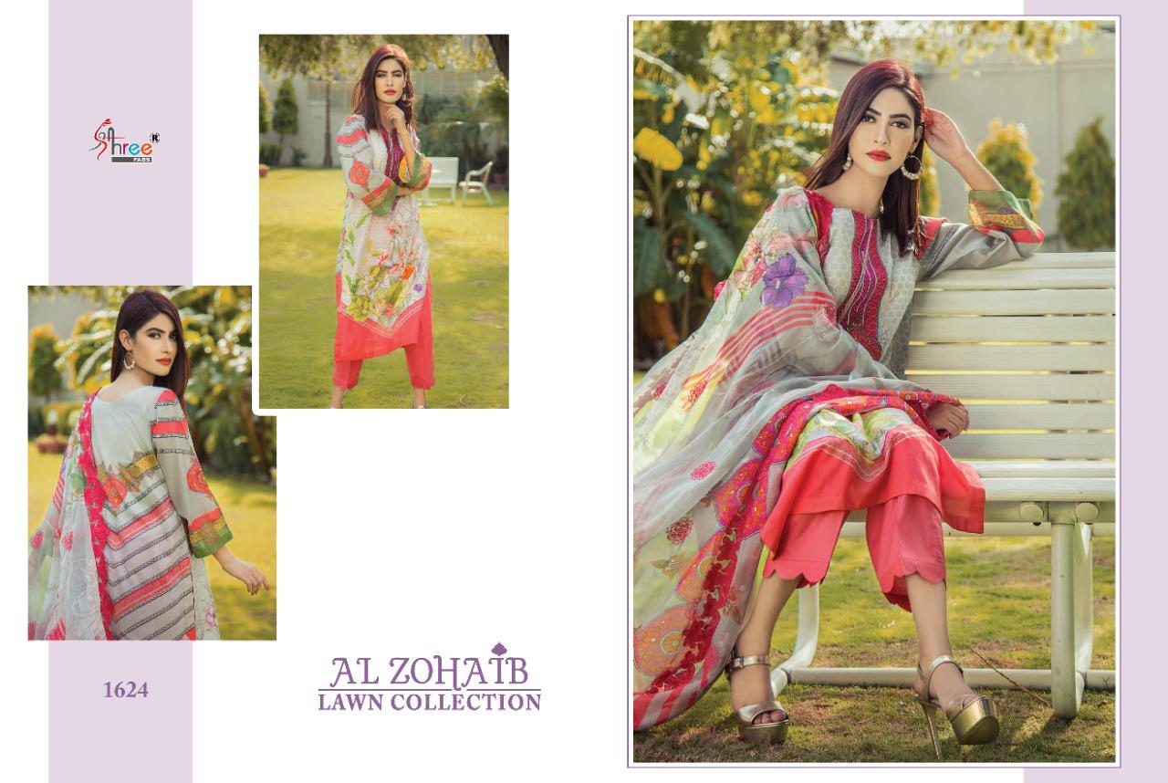 Shree Al Zohaib Lawn latest Collection Regular Wear Pure Cotton With patch Embroidery Pakistani Style Salwar Suit

