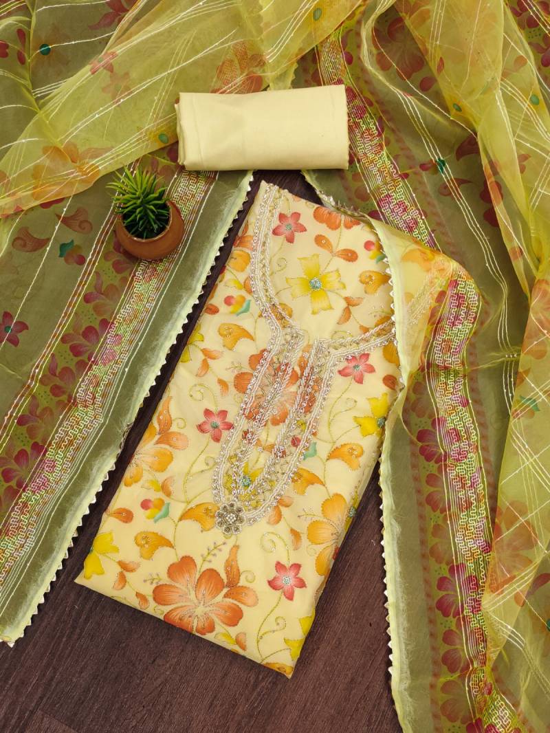 Color Set 9063 Printed Organza Stylish Dress Material Wholesale Suppliers In Mumbai
