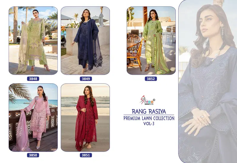 Rang Rasiya Premium Lawn Vol 3 By Shree Cotton Online Pakistani Salwar Suit Wholesale