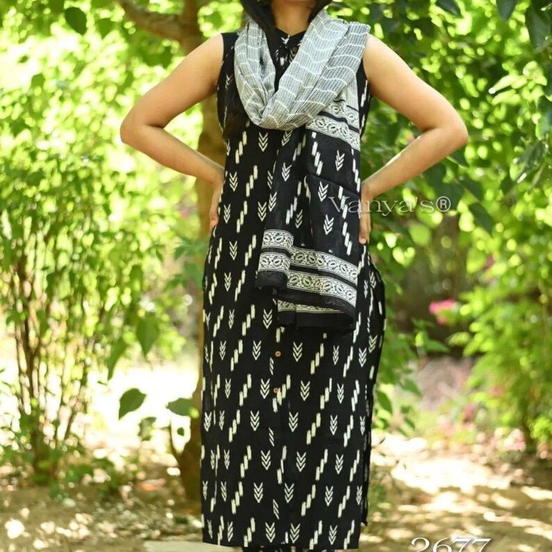 Virat Black Ikkat Print Kurti With Bottom Dupatta Catalog
