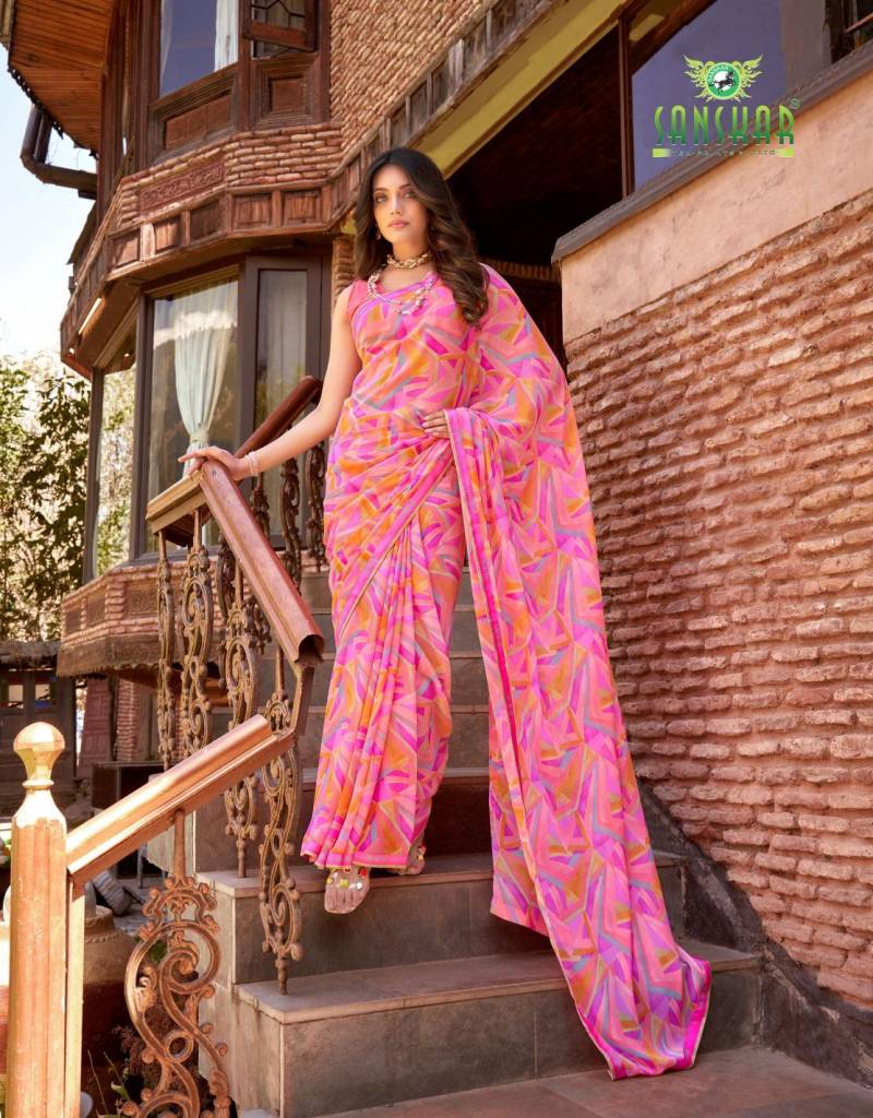 Sanskar Shama Weightless Digital Printed Border Daily Wear Saree Online Wholesale