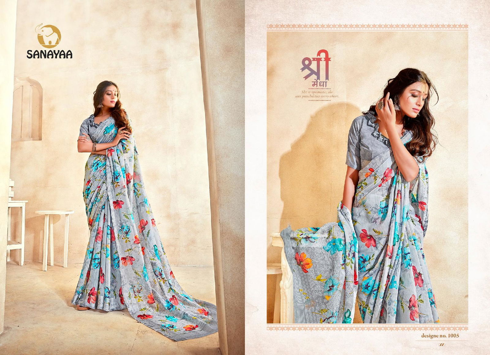Sanayaa Amelia Latest Fancy Designer silk Casual Wear Linen Printed Saree Collection
