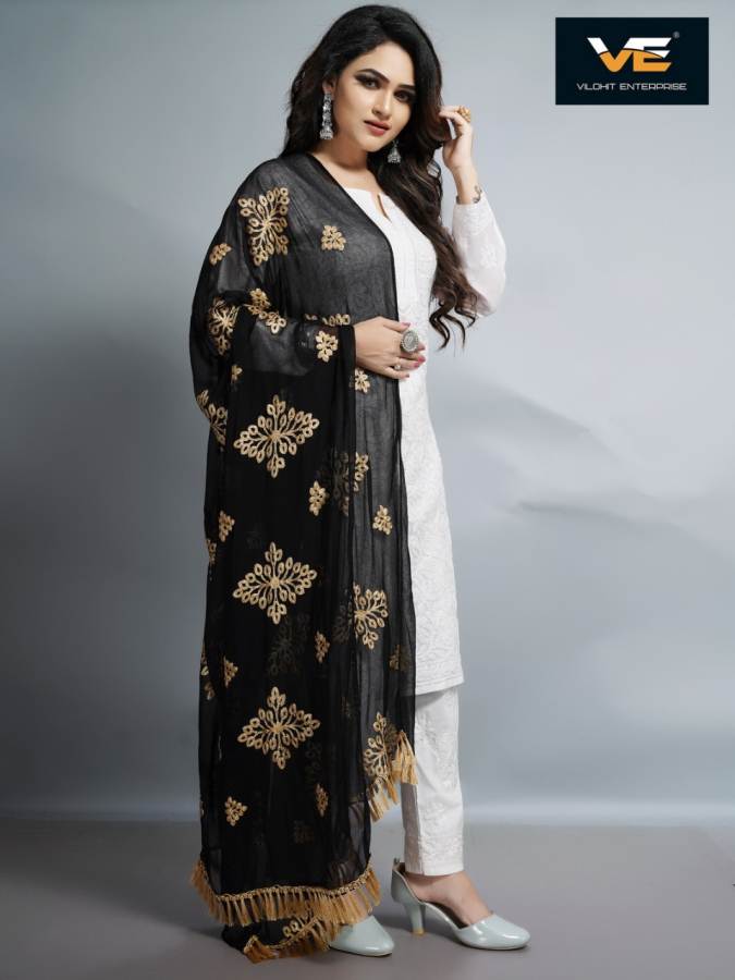 Heavy Black Border 1 Heavy Naznin Dupatta Collection