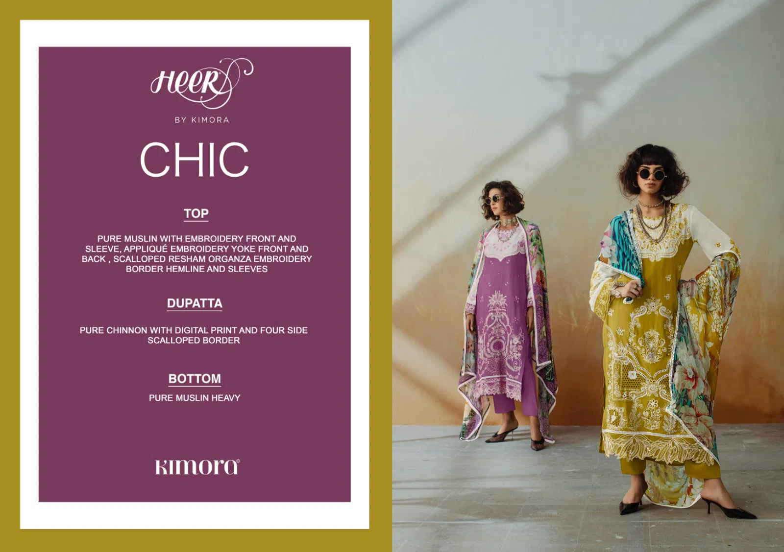 Chic By Kimora Heer Muslin Embroidery Salwar Suits Wholesale Shop In Surat
