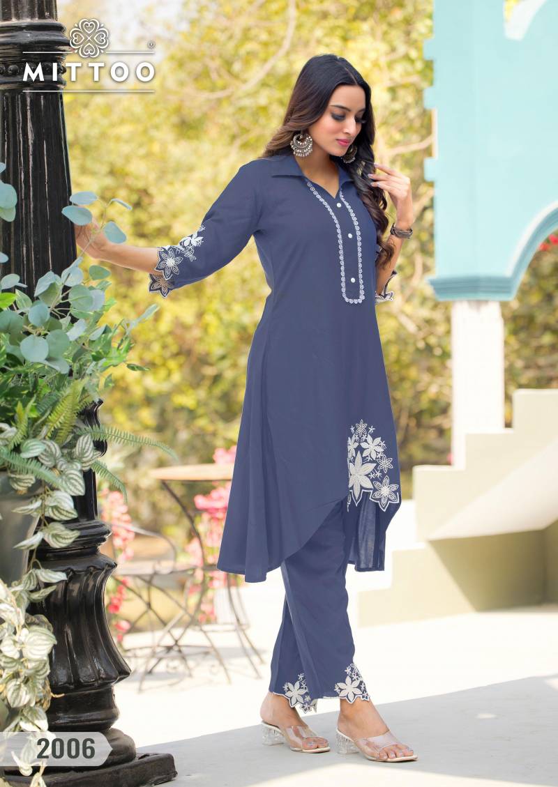 Shikha By Mittoo Rayon Fancy Co Ord Set Top With Bottom Orders In India
