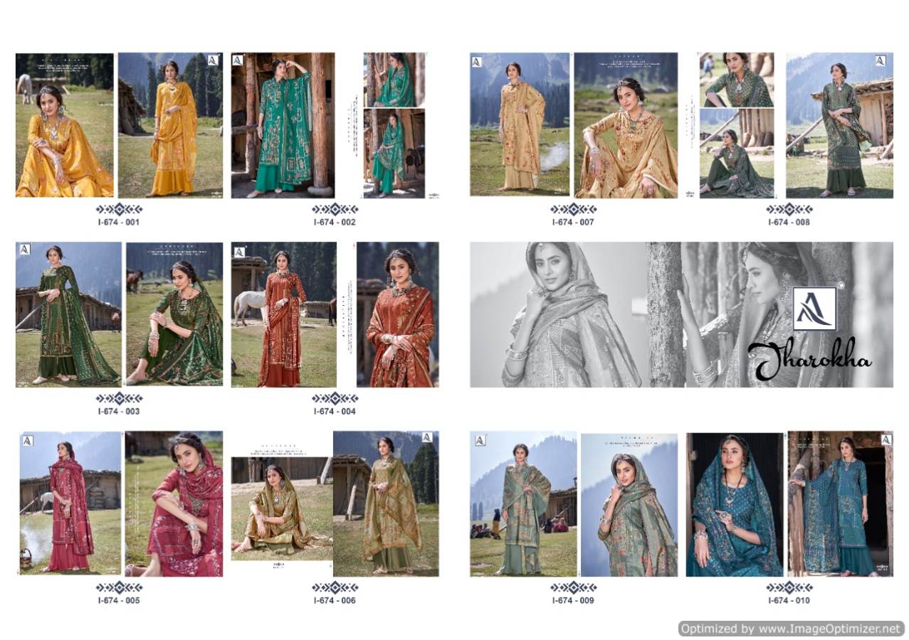 Alok Jharokha Pure Wool Pashmina Designer Party Wear Dress Material