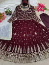 Sr 1584 Faux Georgette Printed Wedding Wear Readymade Suits Wholesale Shop In Surat