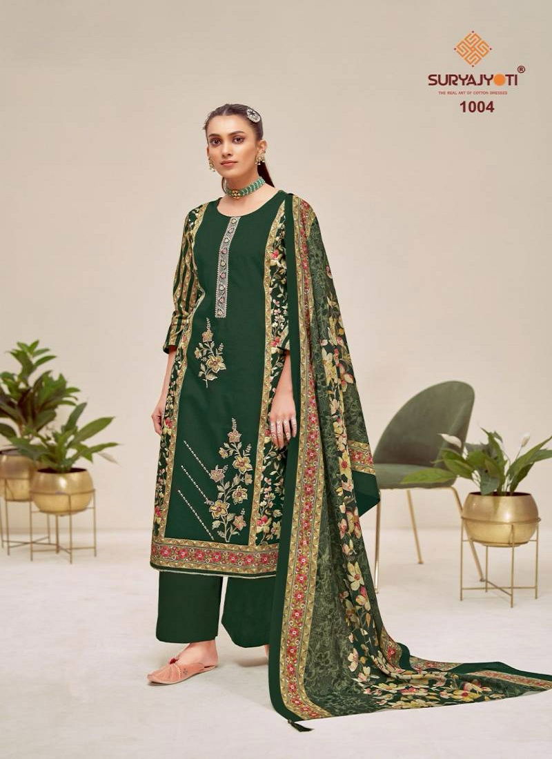 Kaamini Vol 1 By Suryajyoti Jam Satin Printed Dress Material Exporters In india