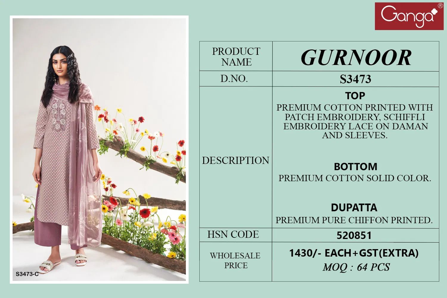 Gurnoor 3473 By Ganga Cotton Printed Wholesale Designer Salwar Suit In India