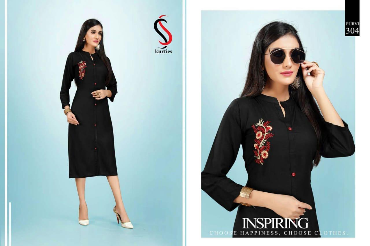 Ss Purvi Vol 3 Latest Designer Daily Wear Rayon Kurtis Collection 