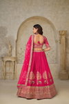Rani colour Silk With Zari Work Lahenga With Blouse And Dupatta Online Wholesale KF 2102