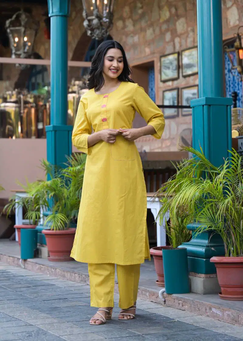 Tanyaa P 290 Cotton Handwork Touchup Kurti With Bottom Wholesale Online
