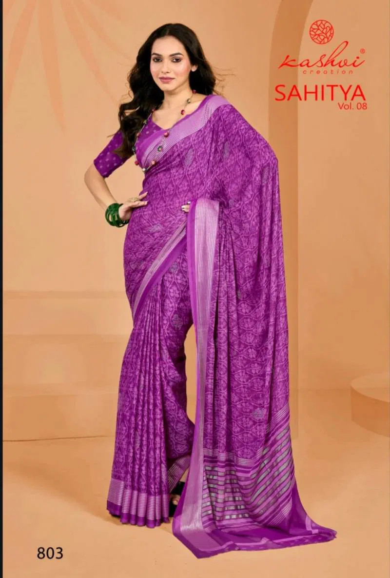 Sahitya Vol 8 By Kashvi Dull Moss Fancy Foil Printed Saree Online Wholesale