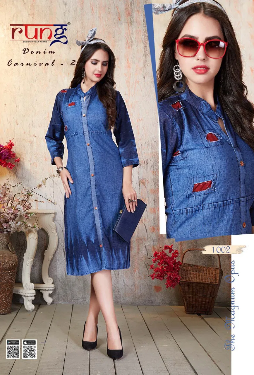 RUNG DENIM CARNIVAL VOL-2 Latest Designer Fancy Festive Wear Heavy Denim Kurtis Collection