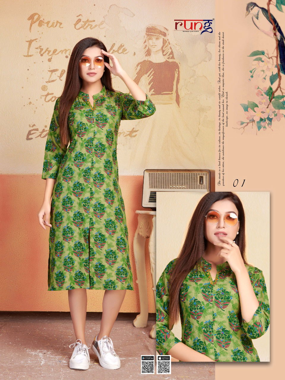 Rung Blend Latest Designer Printed Casual Wear Kurtis Collection 
