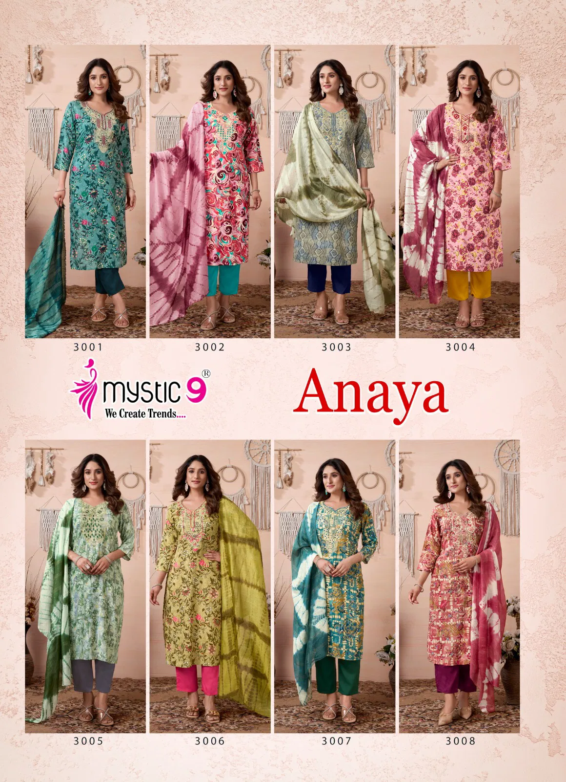 Anaya Vol 3 By Mystic 9 Rayon Kurti With Bottom Dupatta Wholesalers In Delhi