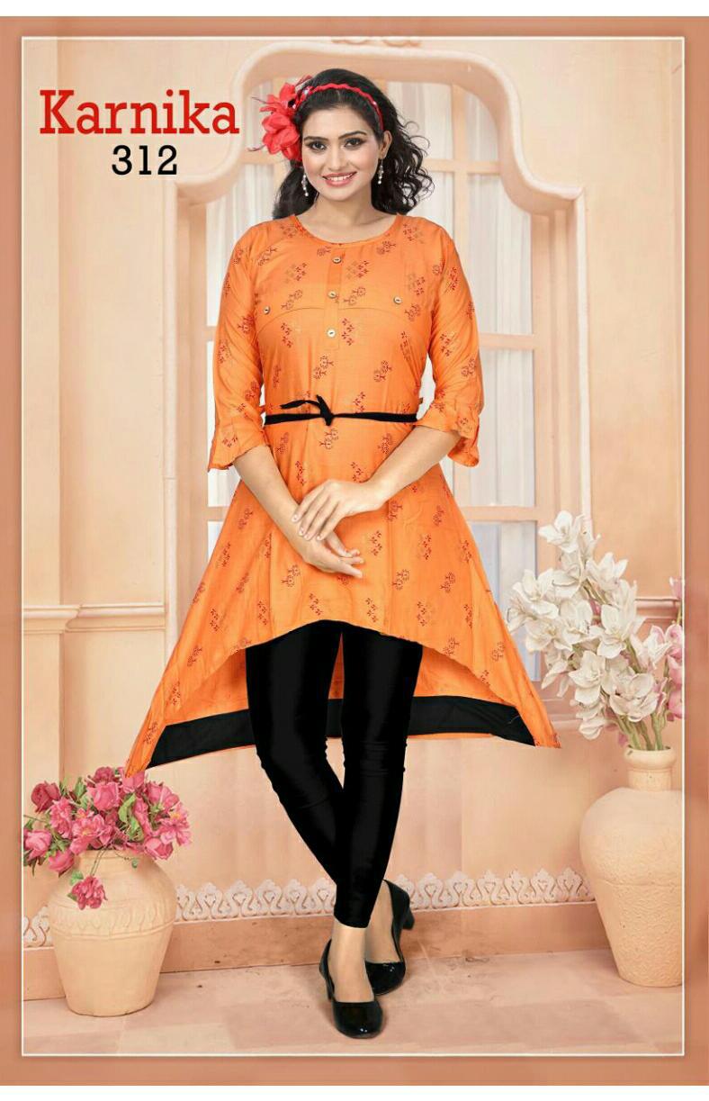 Trendy Karnika 3 Latest Designer Fancy Ethnic Regualr Wear Heavy Pure Rayon Printed Kurtis Collection
