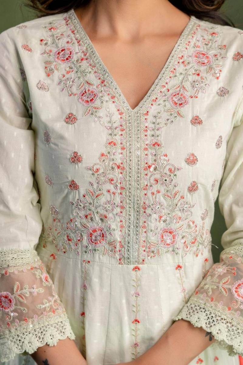 Tanyaa P 155 Cotton Embroidered Anarkali Style Kurta Sets Exports In India