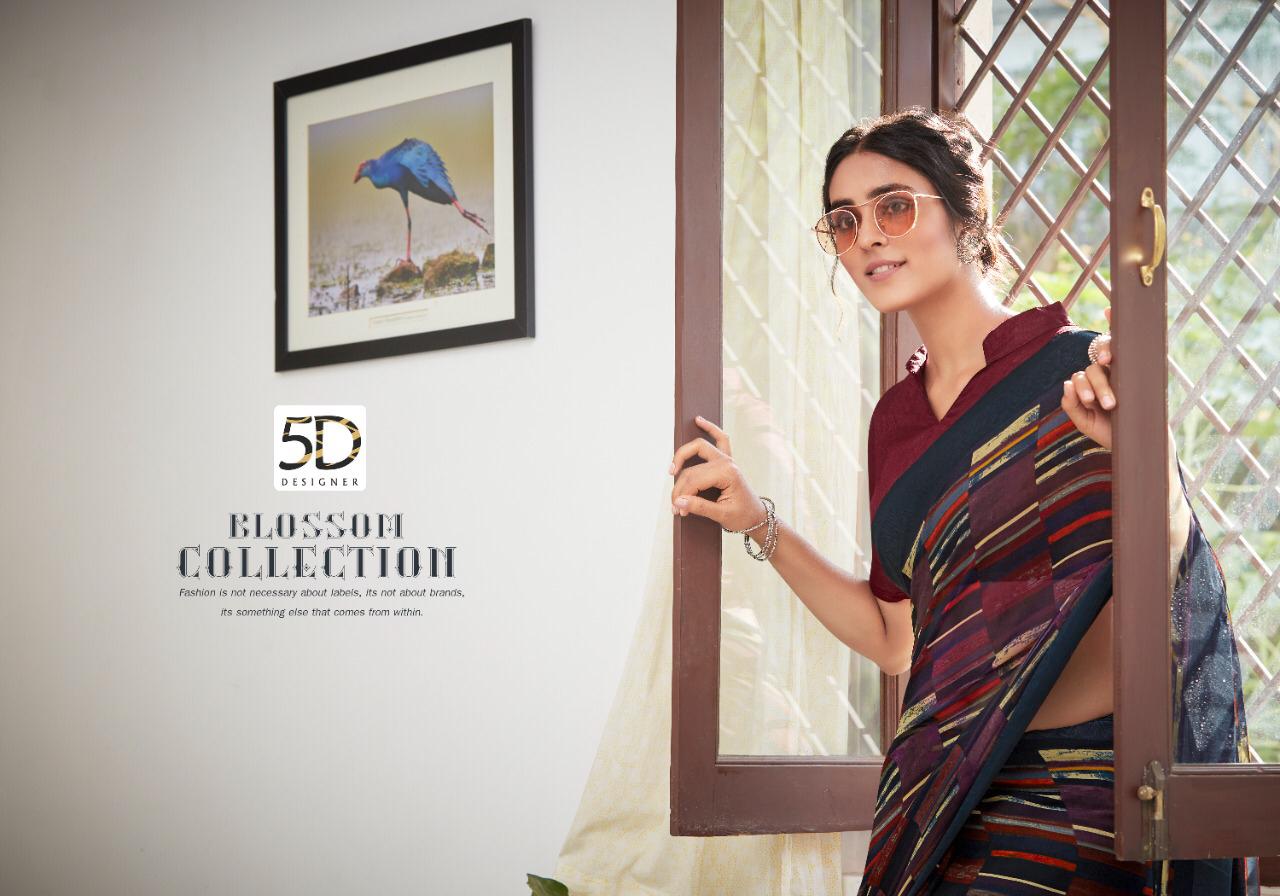 5D AMBER VOL-6 Fancy Printed Casual Wear Georgette Jacquard Border Saree Collection 