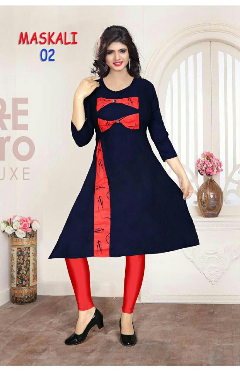 trendy maskali latest designer pure soft rayon regular casual wear kurtis collection