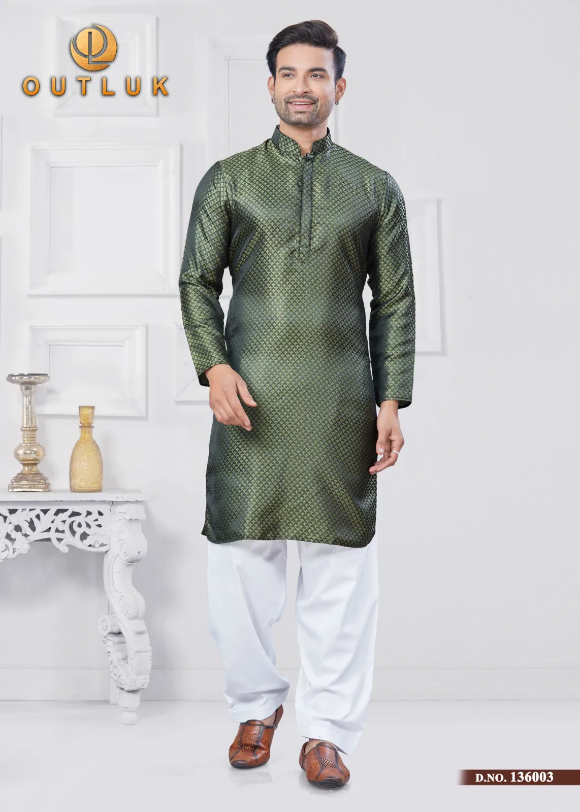 Outluk Vol 136 Jcaquard Silk Mens Wholesale Kurta Pajama Maunfacturers
