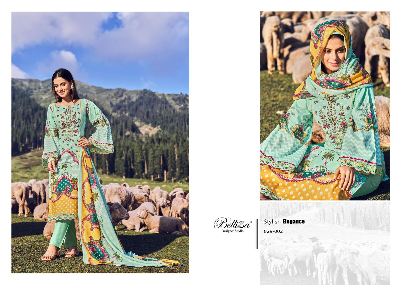 Belliza Aalia Embroidery Cotton Printed Dress Material Catalog
