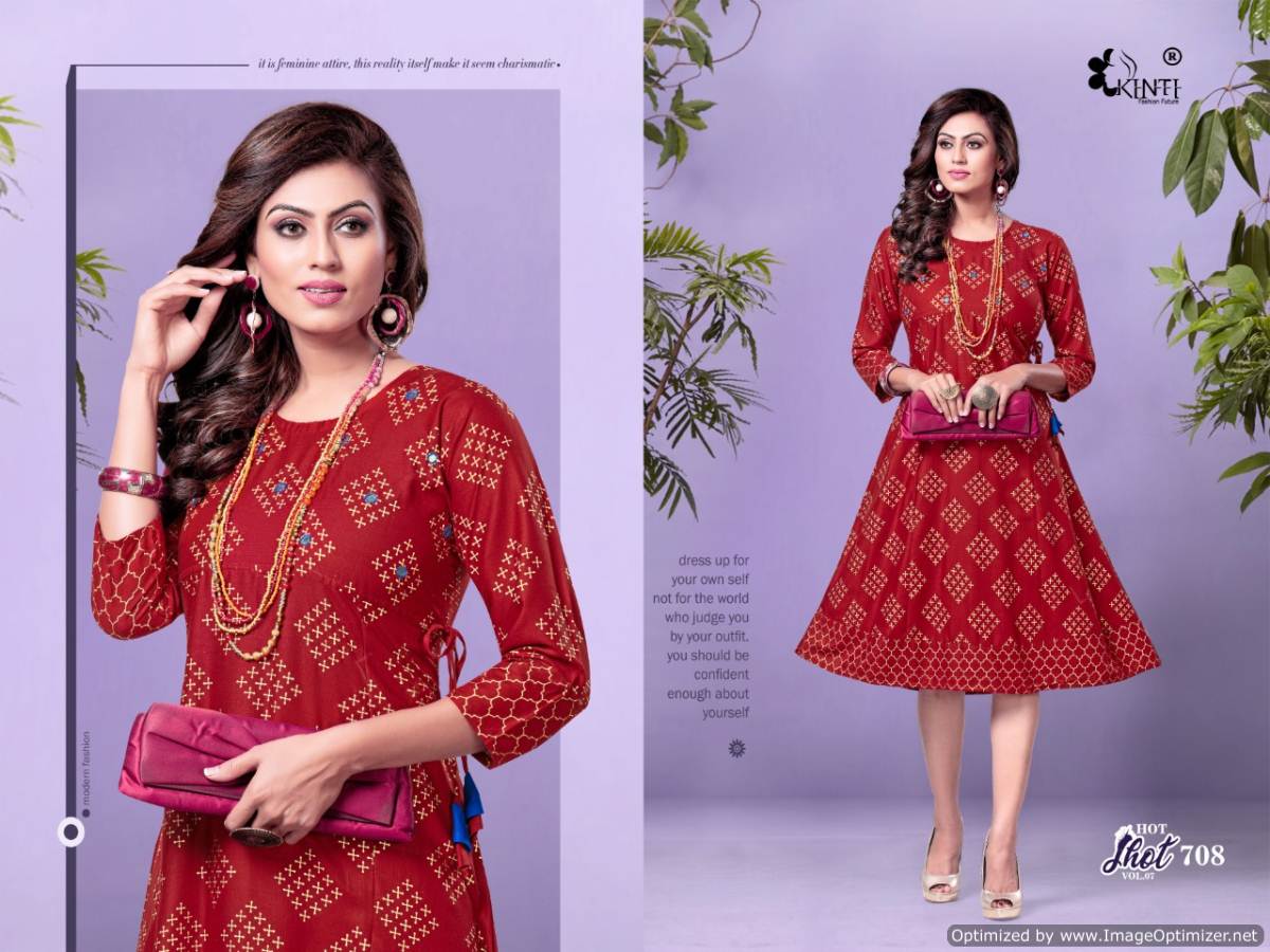Kinti Hot Shot 7 fancy Heavy Etnic Wear Anarkali Rayon Printed Kurti Collection
