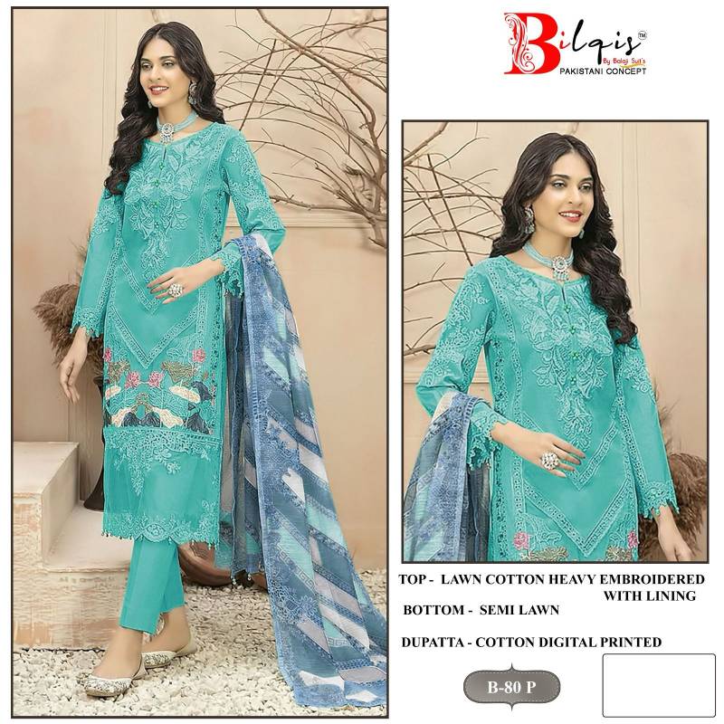 Bilqis B 80 M To P Lawn Cotton Pakistani Salwar Kameez Exporters In India