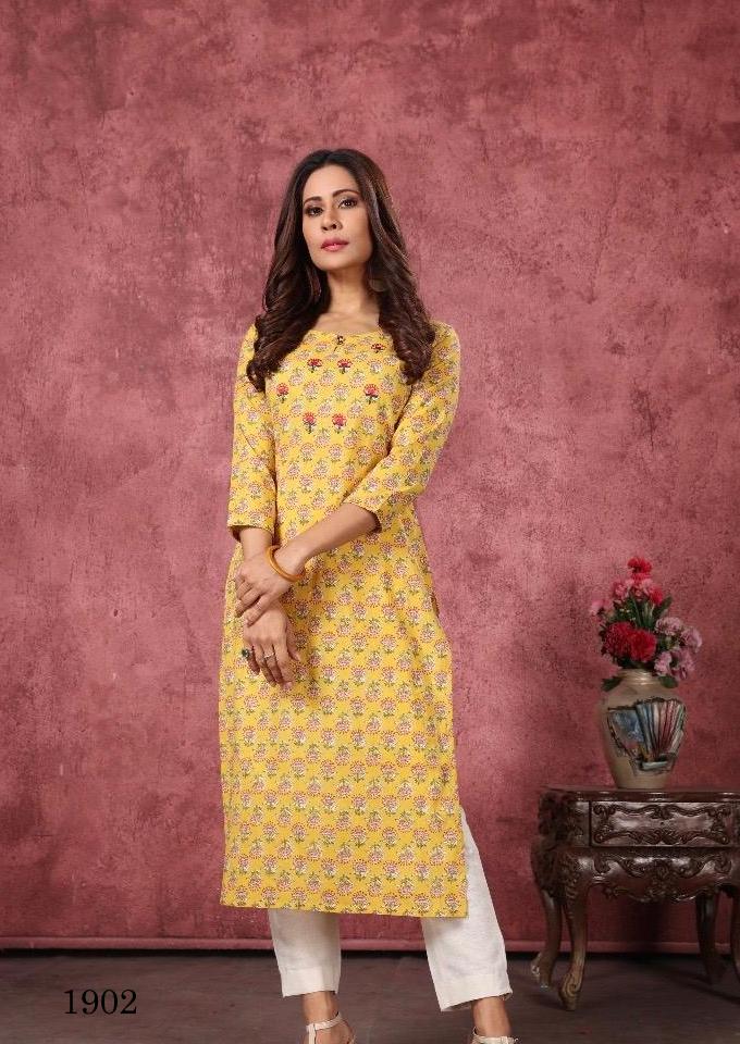 Indira 1902 Printed Cambric Cotton Printed Kurti Wholesale Price In Surat
