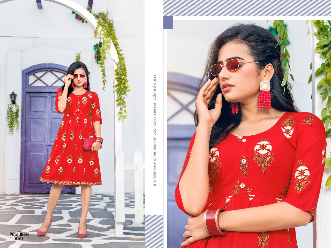 PRACHEEN VOL 9 Rayon Prints flair Designer Casual Daily Wear Kurtis Collection 