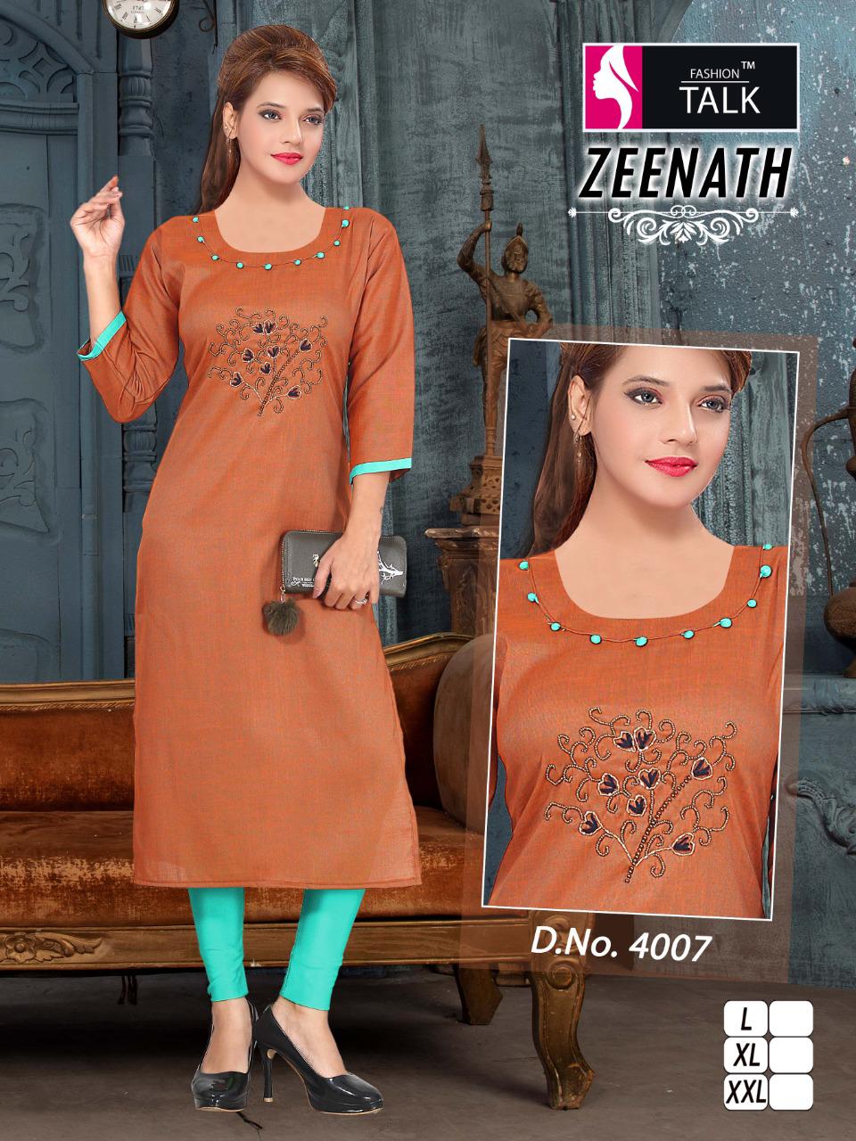Ft Zeenath Fancy Regular Wear Rayon Handwork Designer Kurtis Collection
