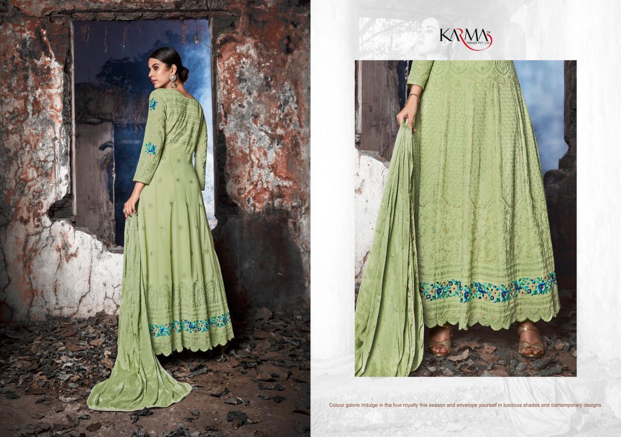 KARMA LATEST DESIGNER FOX GEORGETTE HEAVY EMBROIDERED LAKHNAVI TOP AND NAZNIN DUPATTA WITH STONE WORK COLLECTION