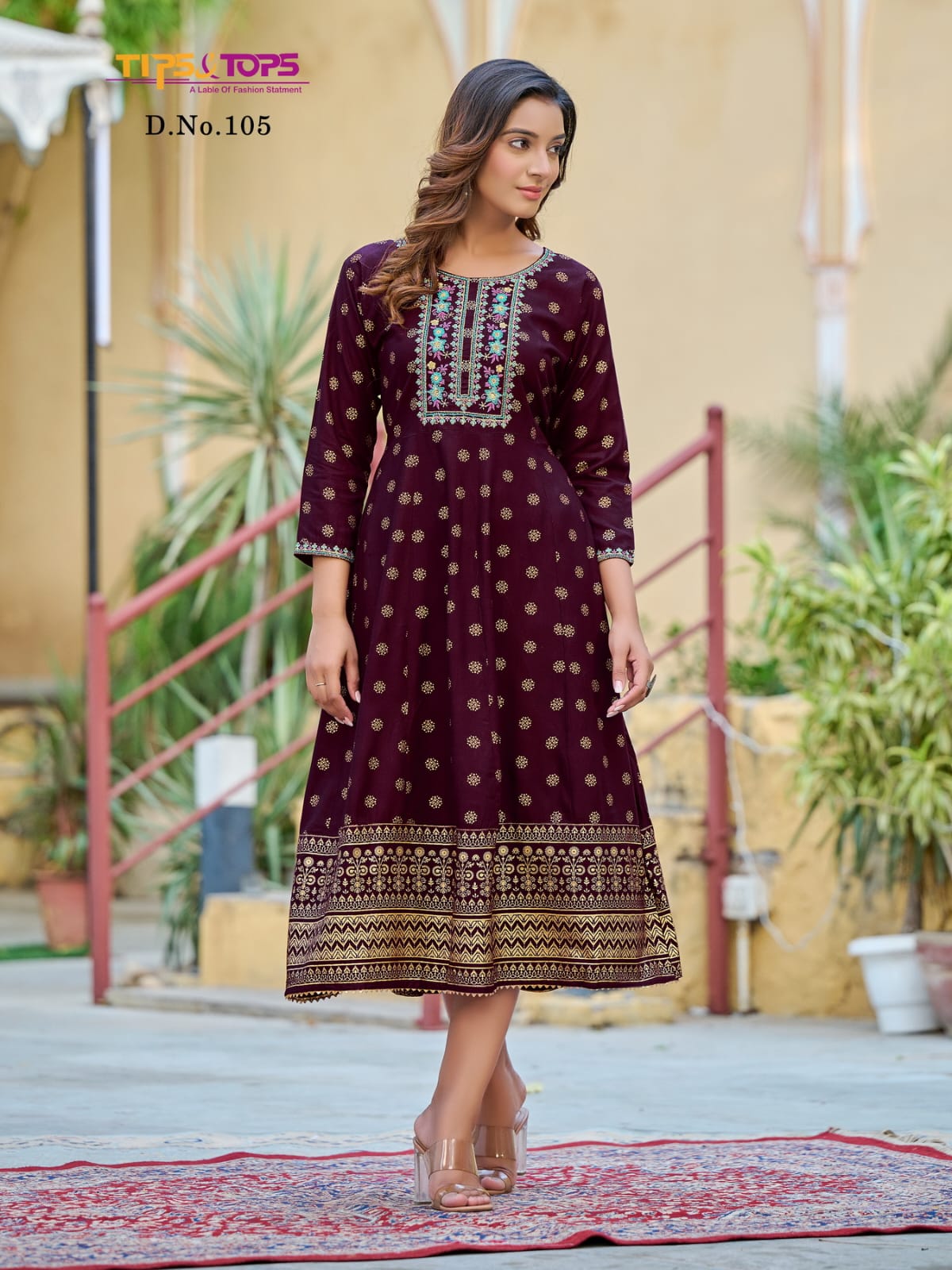 Charmie By Tips And Tops Rayon Slub Foil Printed Kurti Catalog
