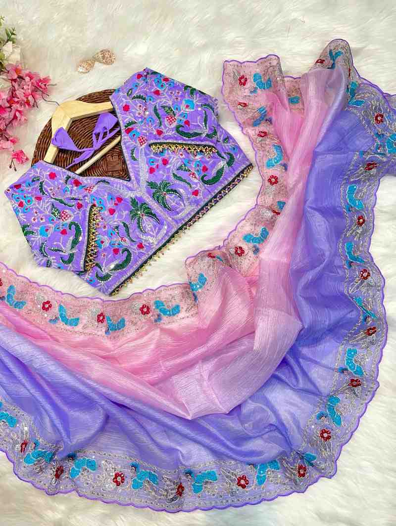 Kc 151 Party Wear Crush Sequence Embroidered Saree Wholesale Market Surat