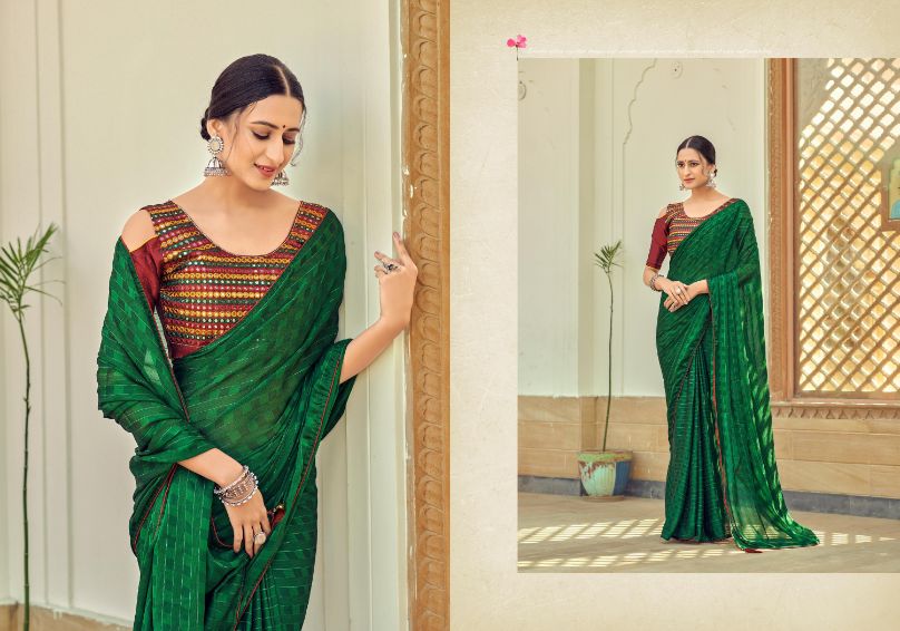 Ynf Mirror Chiffon Fancy Ethnic Wear Chiffon Printed Designer Saree Collection