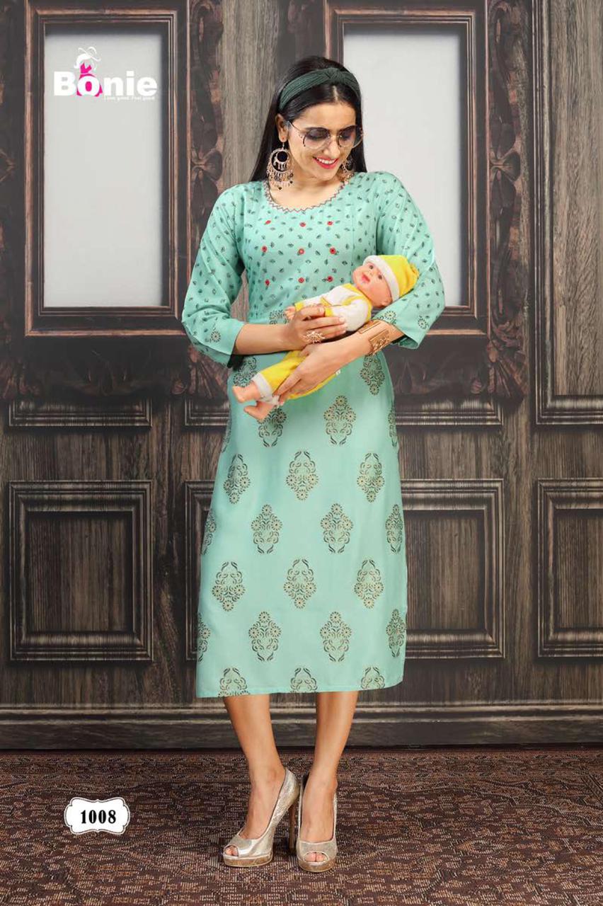 Bonie Sneh Latest Ethnic Wear Rayon Printed Kurti Collection
